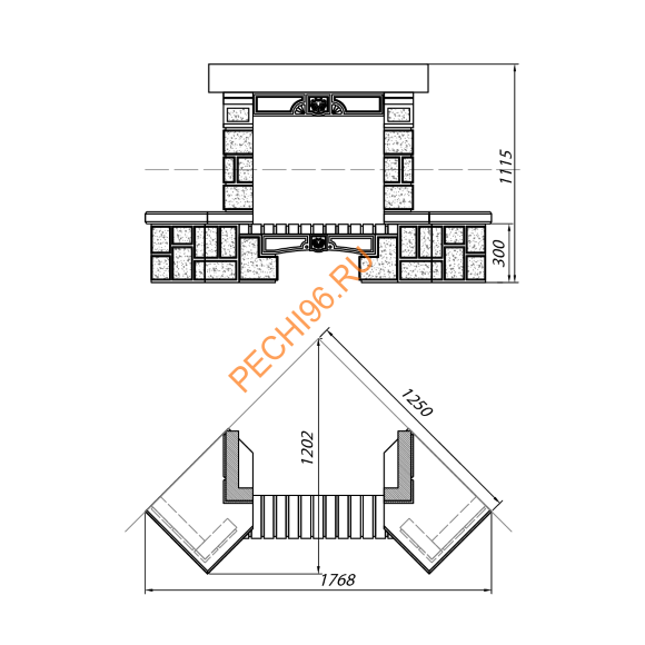 Облицовка для камина BOLERO SR с деревянной балкой, угловая
