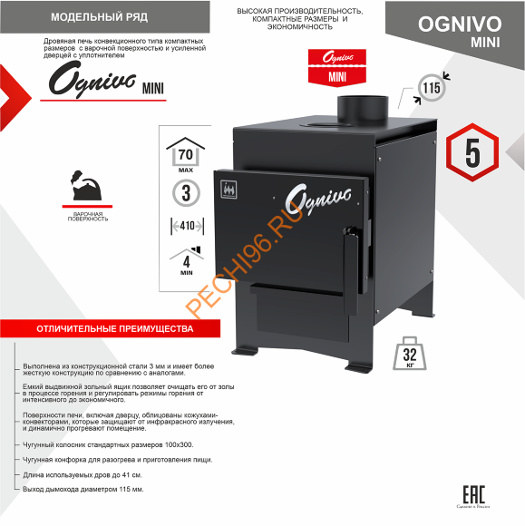 Печь отопительная Ognivo-Mini
