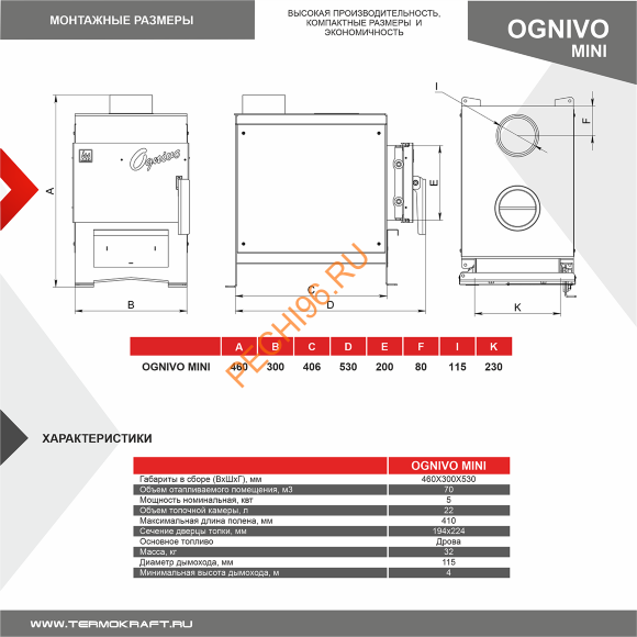 Печь отопительная Ognivo-Mini