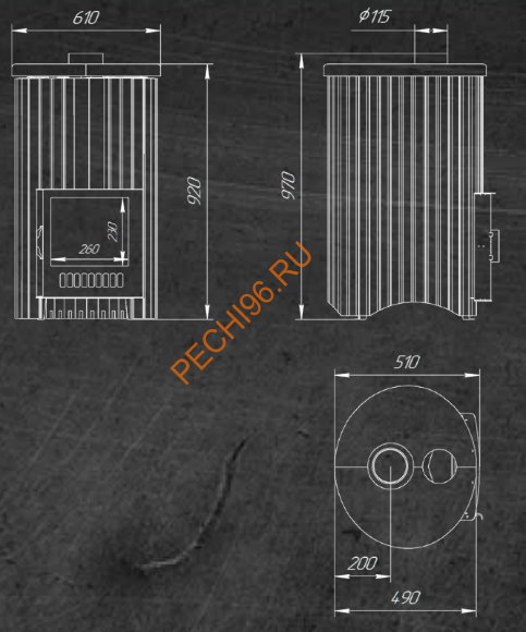 Печь банная Ферингер Уют 25 ПФ Окаменевшее дерево перенесённый рисунок