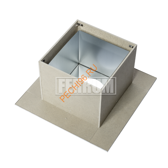 Разделка Феррум потолочная с минеритом (ППУ Н), нержавейка AISI 430-0,5 мм, 600*600мм, d 200 мм