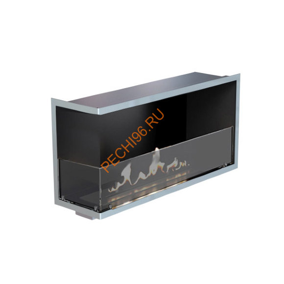 Биокамин угловой 1000х500х300 мм, стекло тонированное, рамка нержавейка
