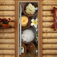 Дверь стеклянная DoorWood «Престиж», 700х1900мм, с фотопечатью «Спа салон»