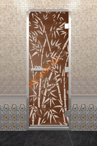 Дверь стеклянная DoorWood Хамам «Бамбук и бабочки» бронза, 2000х800 мм Дверь стеклянная DoorWood Хамам «Бамбук и бабочки» бронза, 2000х800 мм