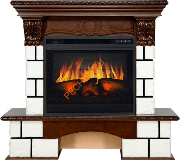 Электрокамин Royal Flame Pierre Luxe темный дуб/белый с очагом Vision 23 EF LED 3D FX