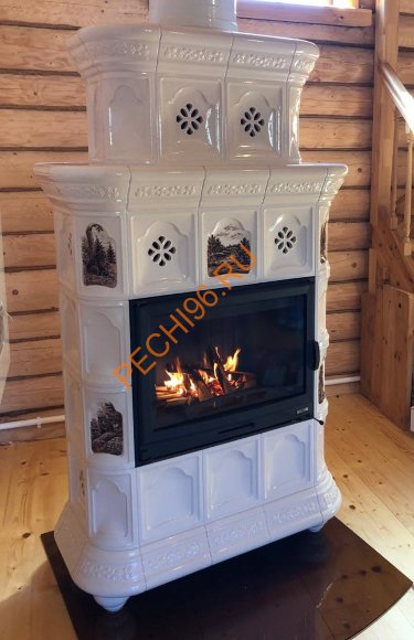 Печь-камин КимрПечь Истра пристенный двухъярусный Белый Печь-камин КимрПечь Истра пристенный двухъярусный Белый