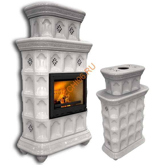 Печь-камин КимрПечь Истра центральный двухъярусный Белый Печь-камин КимрПечь Истра центральный двухъярусный Белый