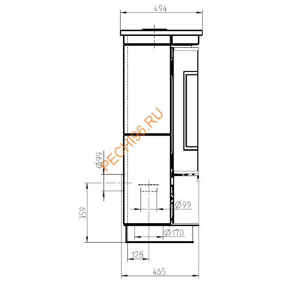 Печь-камин Thorma ANDORRA Serpentino EXTRA Печь-камин Thorma ANDORRA Serpentino EXTRA