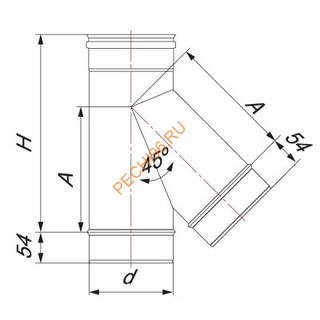 Тройник ВУЛКАН VHR 45° d250 Тройник ВУЛКАН VHR 45° d250