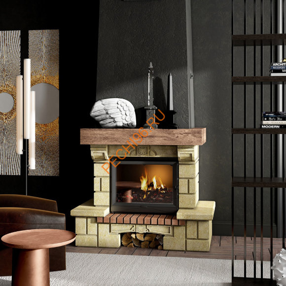 Облицовка для камина SARDANE SR с деревянной балкой, пристенная Облицовка для камина SARDANE SR с деревянной балкой, пристенная