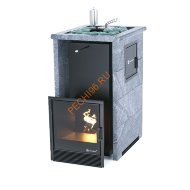 Печь банная ИзиСтим Сочи М2 в трёхстороннем кожухе из талькохлорита с открытым верхом