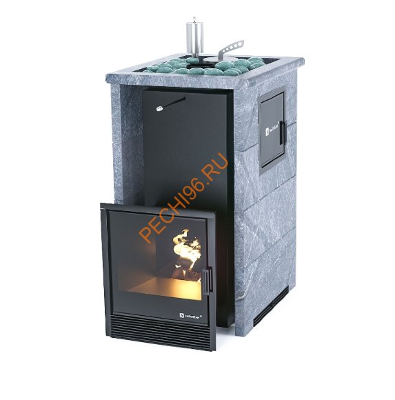 Печь банная ИзиСтим Сочи М2 в трёхстороннем кожухе из талькохлорита с открытым верхом Печь банная ИзиСтим Сочи М2 в трёхстороннем кожухе из талькохлорита с открытым верхом
