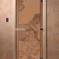 Дверь стеклянная DoorWood «Банька в лесу бронза матовая», 2100х900 мм