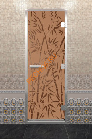 Дверь стеклянная DoorWood Хамам «Бамбук и бабочки» бронза матовая, 2000х800 мм Дверь стеклянная DoorWood Хамам «Бамбук и бабочки» бронза матовая, 2000х800 мм