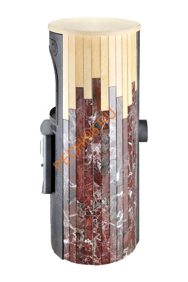 Печь отопительно-варочная Ферингер Лада ПФ Окаменевшее дерево перенесённый рисунок+Россо Леванте