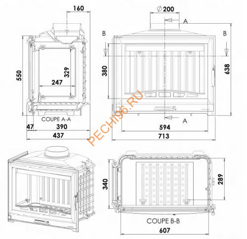 Дровяной камин CHAZELLES SOLO CS45 с топкой SOLO D70G Дровяной камин CHAZELLES SOLO CS45 с топкой SOLO D70G