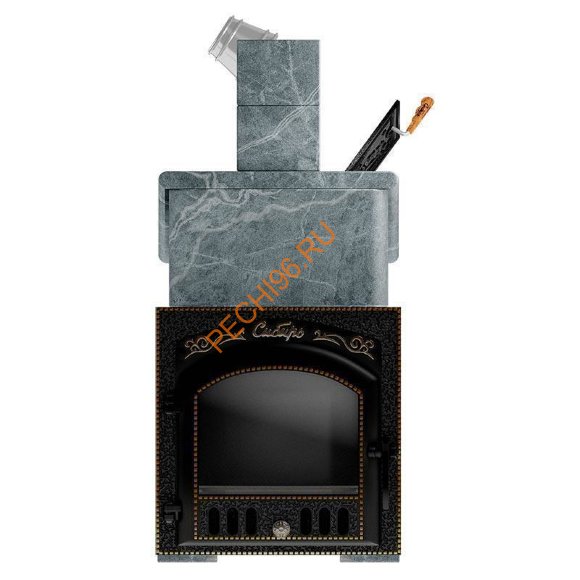 Печь банная Сибирь-премиум 40 (700х700), ТК 300 мм, ЗК в облицовке Президент талькомагнезит