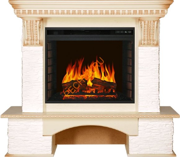 Электрокамин Royal Flame Pierre Luxe слоновая кость с очагом Vision 23 EF LED FX