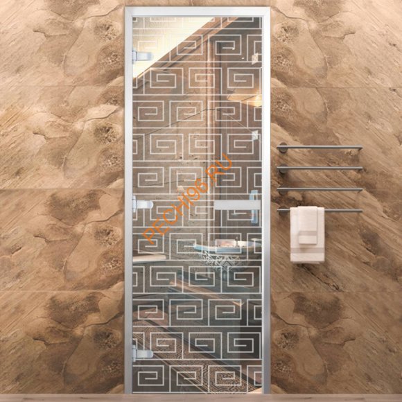 Дверь в хамам стеклянная Арта Стандарт Арт Этно, коробка алюминий Дверь в хамам стеклянная Арта Стандарт Арт Этно, коробка алюминий