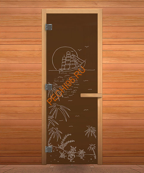 Дверь стеклянная «бронза Лагуна» коробка 1900х700 мм, осина Дверь стеклянная «бронза Лагуна» коробка 1900х700 мм, осина