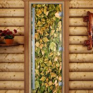 Дверь стеклянная DoorWood «Престиж», 800х2000мм, с фотопечатью «Листья березы» Дверь стеклянная DoorWood «Престиж», 800х2000мм, с фотопечатью «Листья березы»