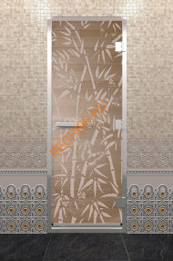 Дверь стеклянная DoorWood Хамам «Бамбук и бабочки» прозрачная, 1900х700 мм Дверь стеклянная DoorWood Хамам «Бамбук и бабочки» прозрачная, 1900х700 мм