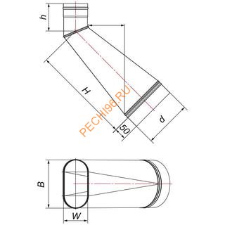 Переходник Вулкан VOR 45° с овала 100x200 на D178