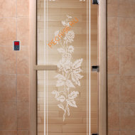 Дверь стеклянная DoorWood «Розы прозрачная», 1900х600 мм