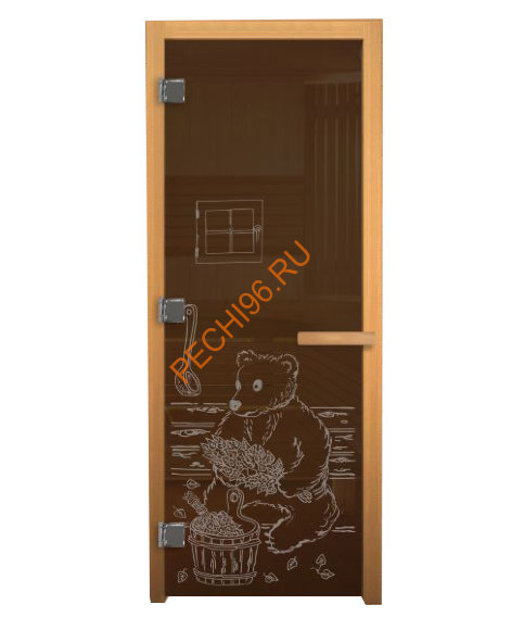 Дверь стеклянная «бронза Мишка» коробка 1900х700 мм, осина