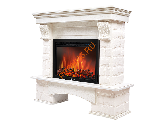 Электрокамин Electrolux Sphere Plus EFP/P-2720RLS с порталом Firelight Forte 25S, камень белый, белёный дуб