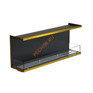 Биокамин фронтальный 1500х500х300 мм, стекло, рамка латунь Биокамин фронтальный 1500х500х300 мм, стекло, рамка латунь