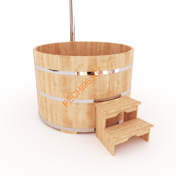 Уличная купель Фурако НКЗ с внешней печью круглая из кедра