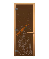 Дверь стеклянная «бронза Рыбка» коробка 1900х700 мм, осина Дверь стеклянная «бронза Рыбка» коробка 1900х700 мм, осина