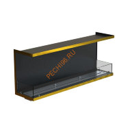 Биокамин фронтальный 1500х500х300 мм, стекло тонированное, рамка латунь Биокамин фронтальный 1500х500х300 мм, стекло тонированное, рамка латунь