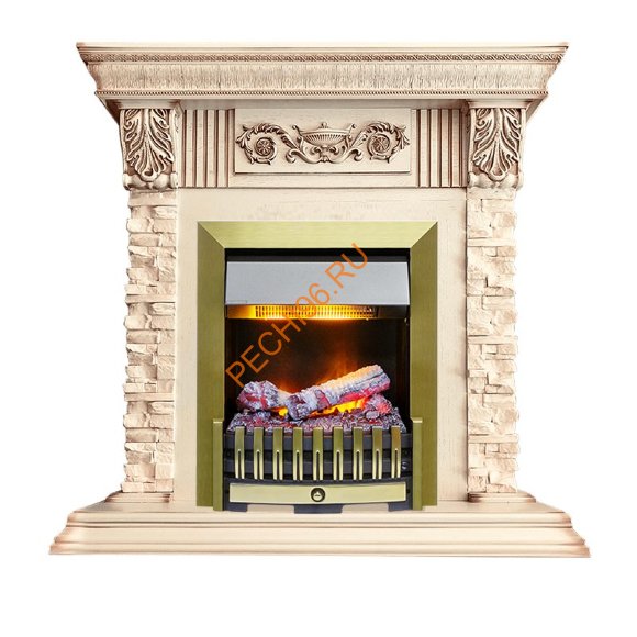 Электрокамин Dimplex Luxemburg с очагом Danville Antique Brass FB2 слоновая кость