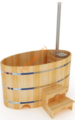 Уличная купель Фурако НКЗ с внутренней печью овальная из кедра