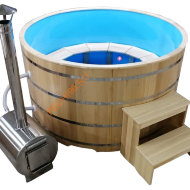 Фурако НКЗ Premium с наружной печью круглая из кедра с пластиковой вставкой