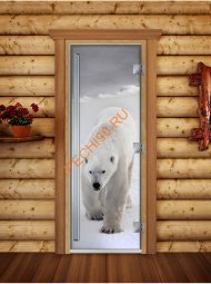 Дверь стеклянная DoorWood «Престиж», 800х2000мм, с фотопечатью «Хозяин Заполярья»