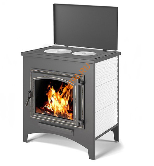 Печь-Камин Везувий ПК-04(240) 12 кВт бежевый с плитой Везувий В3