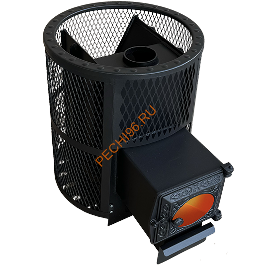 Печь банная Берёзка Корвет 15 ДТ-3 кожух-сетка с выносной топкой со стеклом