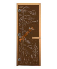 Дверь стеклянная «бронза Тайга» коробка 1900х700 мм, осина Дверь стеклянная «бронза Тайга» коробка 1900х700 мм, осина