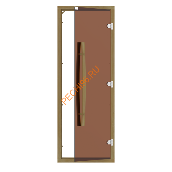 Дверь стеклянная Sawo «бронза» 741-4SGD-1 коробка кедр с порогом, изогнутая ручка