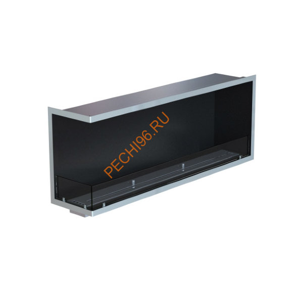 Биокамин угловой 1400х500х300 мм, стекло тонированное, рамка нержавейка