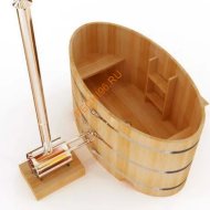 Уличная купель Фурако НКЗ с внешней печью овальная из кедра