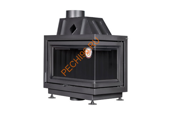 Каминная угловая топка Экокамин Альфа 700 LB/RB два стекла, черный шамот