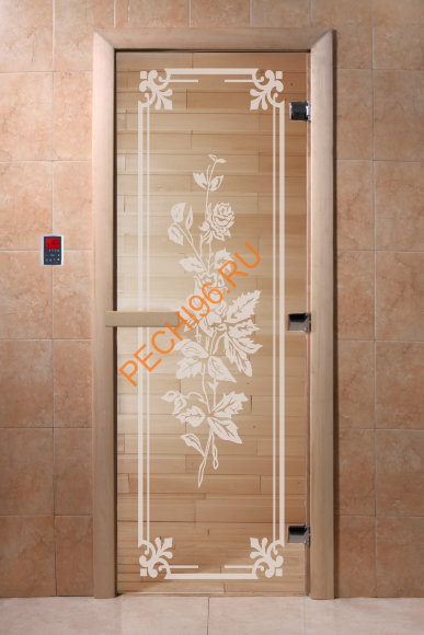 Дверь стеклянная DoorWood «Розы прозрачная», 1700х700 мм Дверь стеклянная DoorWood «Розы прозрачная», 1700х700 мм