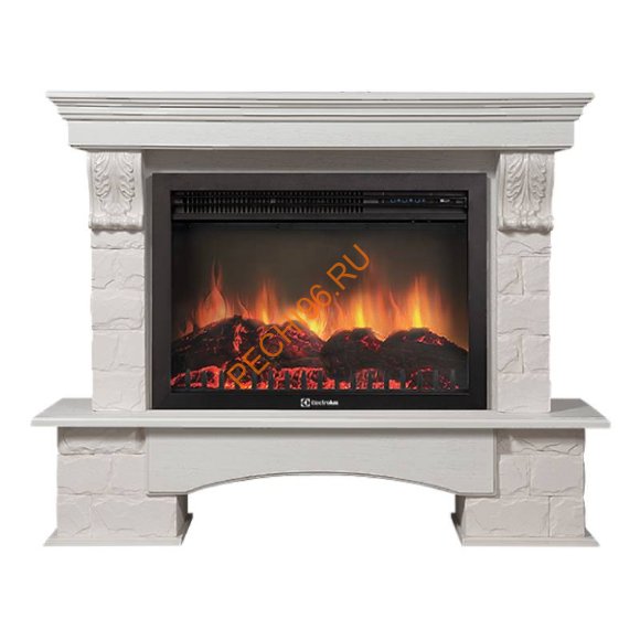 Электрокамин Electrolux EFP/P-3020LS с порталом Firelight Forte 30S, камень белый, беленый дуб