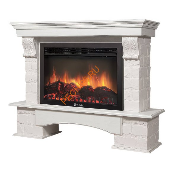 Электрокамин Electrolux EFP/P-3020LS с порталом Firelight Forte 30S, камень белый, беленый дуб