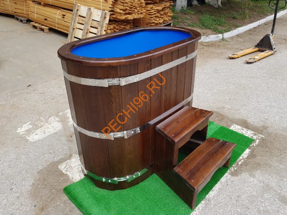 Купель НКЗ овальная из кедра с пластиковой вставкой d 78х120 см