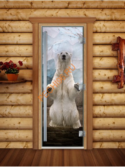 Дверь стеклянная DoorWood «Престиж», 700х1900мм, с фотопечатью «Мишка на севере» Дверь стеклянная DoorWood «Престиж», 700х1900мм, с фотопечатью «Мишка на севере»